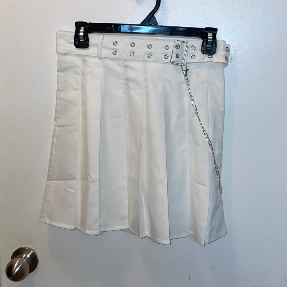 All White Pleated Skirt